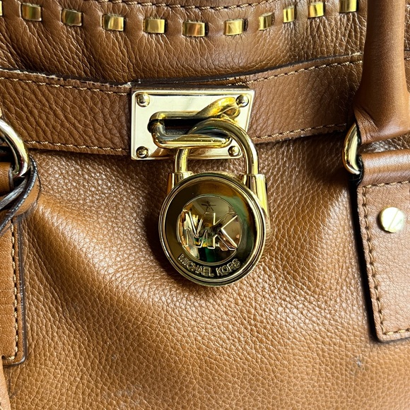 Michael Michael Kors Hamilton classic cognac Pebble Leather satchel Shoulder - Picture 7 of 14